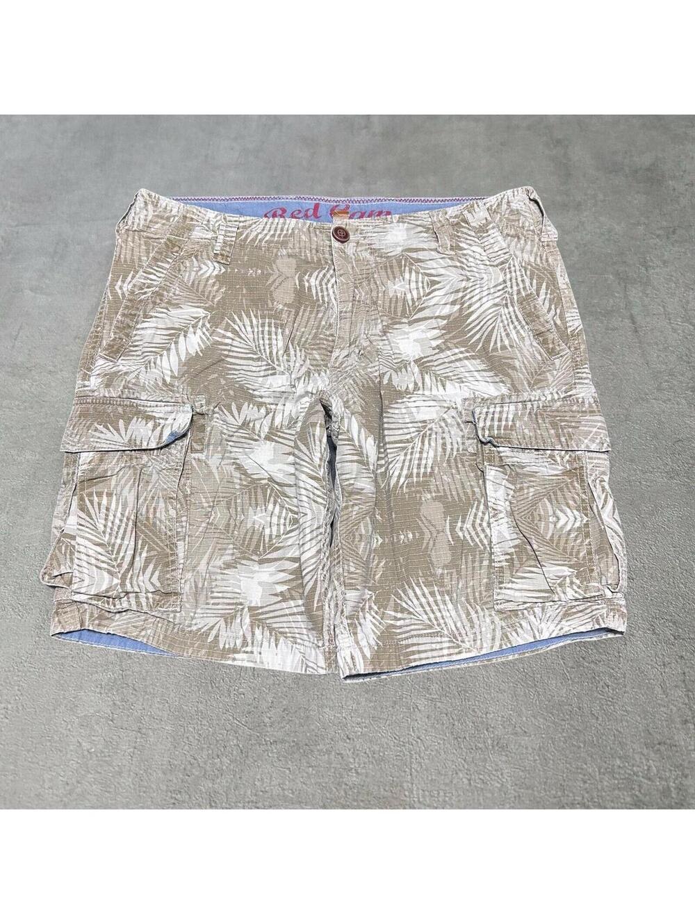 red camel tan & beige y2k hawaiian floral cargo shorts